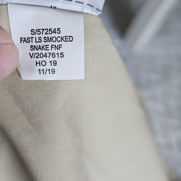 Banana Republic Smocked Ruffle Tan Snake Print Long Sleeve Dress Size Medium - Picture 12 of 13